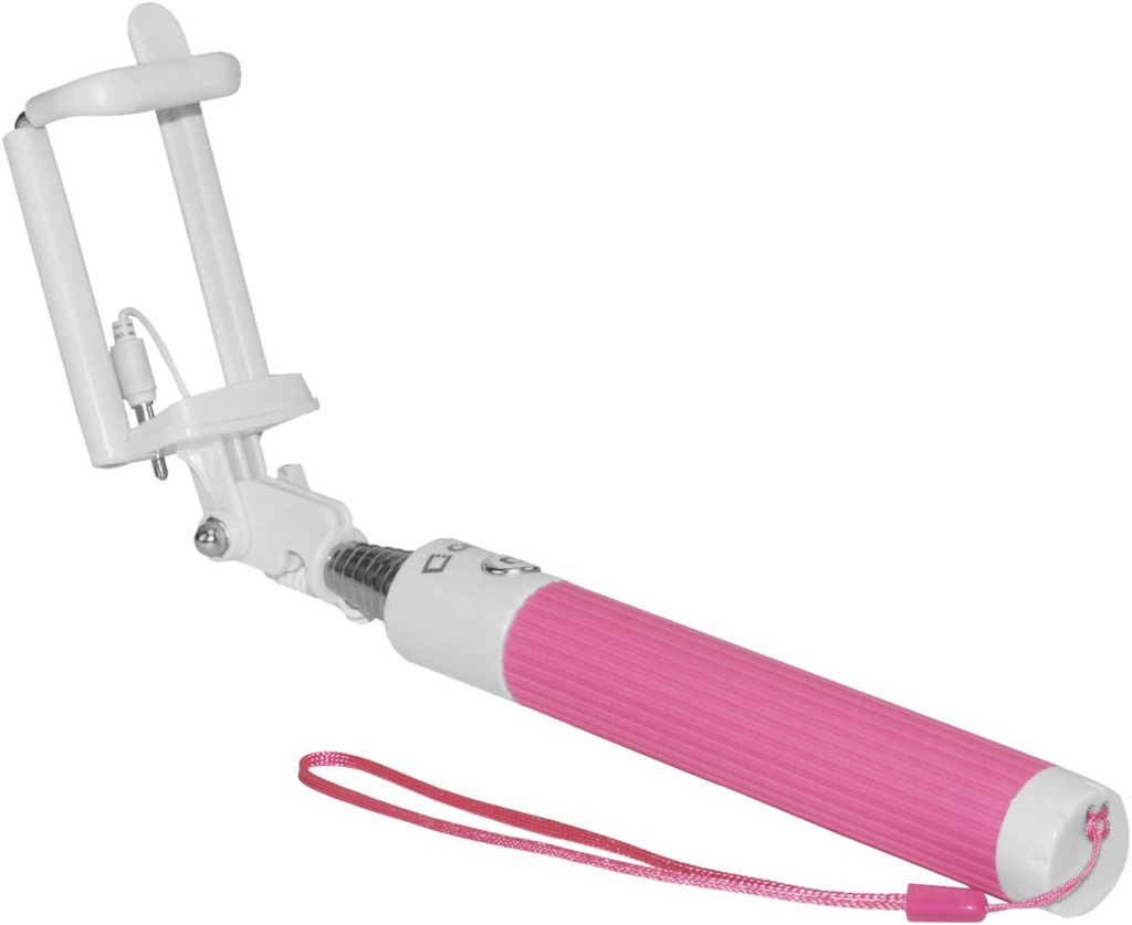 Mini Cable Selfie Stick - Τηλεσκοπικό Μονόποδο με Καλώδιο 3.5mm - Ροζ