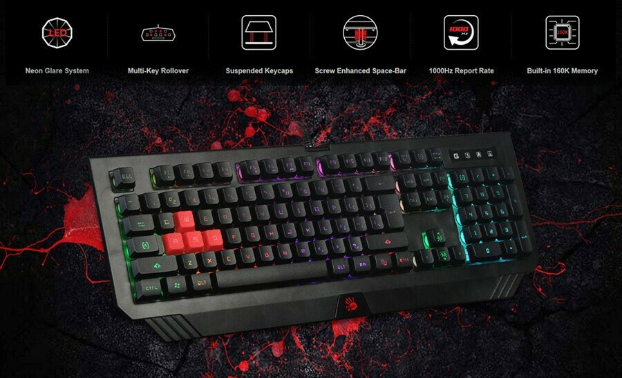 A4Tech Bloody B120N Gaming Πληκτρολόγιο με RGB φωτισμό (Αγγλικό US)