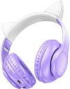 Hoco W42 Cat Ears Ασύρματα / Ενσύρματα Παιδικά Over Ear Ακουστικά με 12 ώρες Λειτουργίας Purple Grape