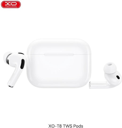 XO T8 In-ear Bluetooth Handsfree Ακουστικά με Αντοχή στον Ιδρώτα και Θήκη Φόρτισης Λευκά