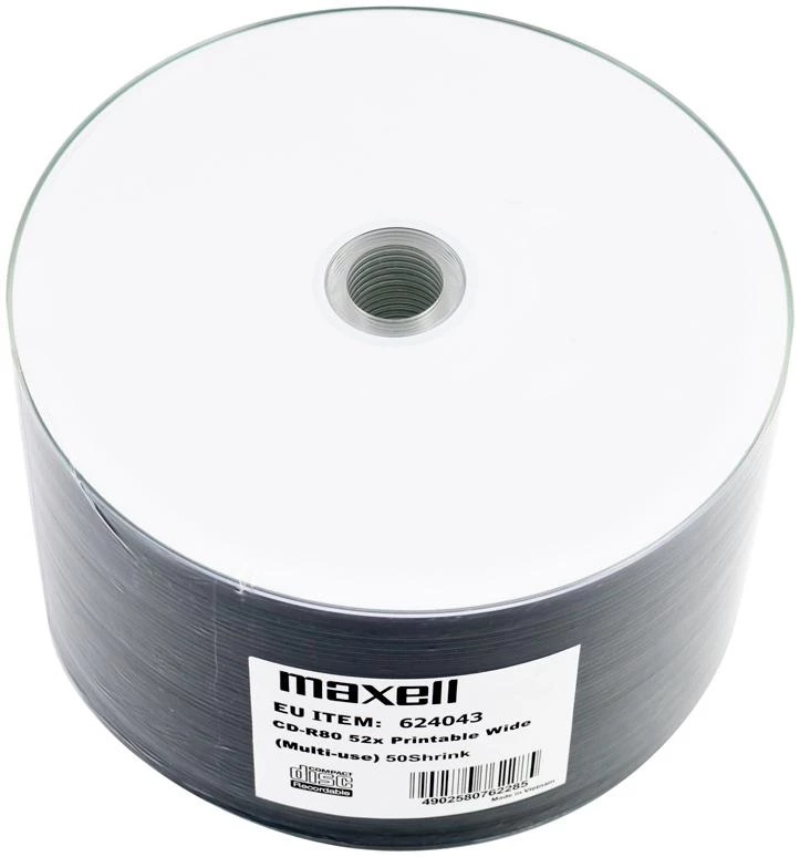 MAXELL CD-R 80min, 52x speed, 700ΜΒ, printable, 50τμχ Shrink pack
