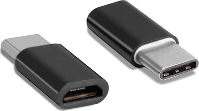 NSP Powertech Μετατροπέας USB-C male σε micro USB female BLACK