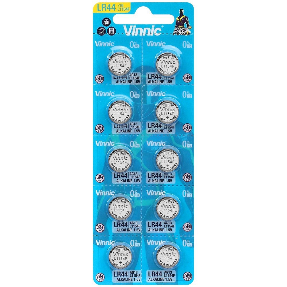 Alkaline battery Vinnic G13 / AG13 / L1154 / LR44 / 157 / V13GA / RW82 / A76