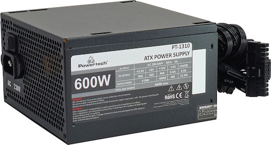 POWERTECH τροφοδοτικό PC PT-1310, 600W, ATX, 120mm Fan