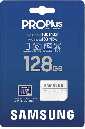 Samsung Pro Plus (2023) microSDXC 128GB U3 V30 A2 UHS-I με αντάπτορα