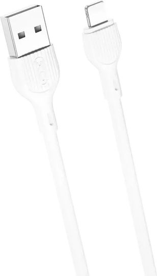 XO Nb200 USB-A to Lightning Cable Λευκό 2m (16.005.0141)