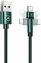 Usams SJ477 Angle (90°) / Braided USB 2.0 Cable USB-C male - USB-A 10W Πράσινο 1m SJ477USB02