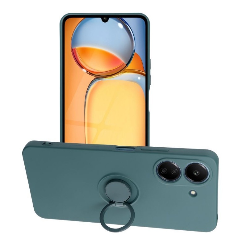 Θήκη Σιλικόνης Με Ring Xiaomi Redmi 13C 4G Σκούρο Πράσινο