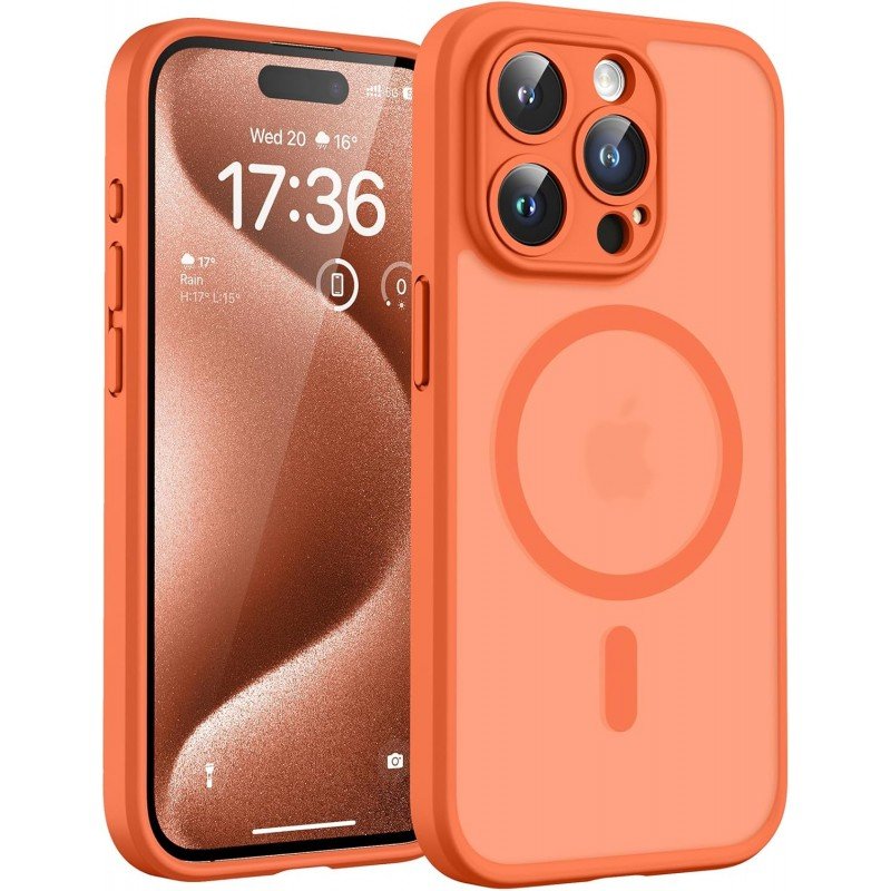 Θήκη Back Cover Electro Magsafe Ημιδιαφανή Apple iPhone 16 Pro 5G 6,3" Πορτοκαλί (Κλειστή Κάμερα)