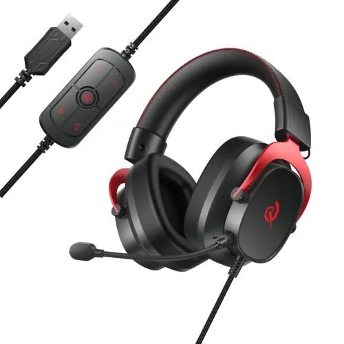 QCY Heroad VT200 Pro 7.1 Red USB PlayStation &amp; PC Gaming Headset 53mm Metal Headband PS4/PS5/PC