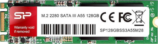 Silicon Power A55 SSD 128GB τύπου M.2 με σύνδεση SATA III SP128GBSS3A55M28
