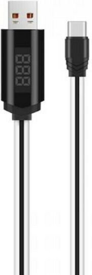 Hoco U29 LED USB 2.0 Cable USB-C male - USB-A Λευκό 1.2m HOC-U29c-W
