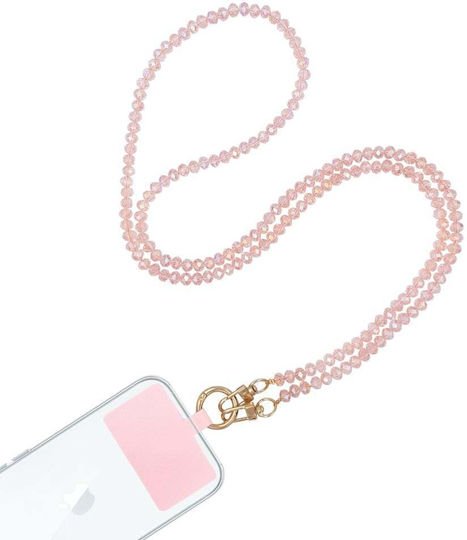 Strap Κολιέ Λουράκι Sonique Glossy Ακρυλικό Γυαλί 120cm για Κινητό Ροζ