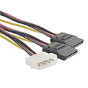 Qoltec POWER MOLEX cable adapter | 2xSATA | 20cm