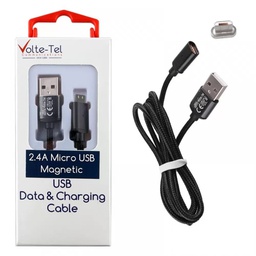[5205308228315] VOLTE-TEL MICRO USB ΦΟΡΤΙΣΗΣ-DATA MAGNETIC BRAIDED VCD08 2.4A 1m BLACK