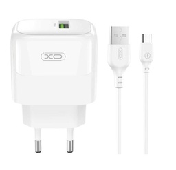 [6920680855155] XO L135 Φορτιστής με Θύρα USB-A και Καλώδιο USB-C 18W Quick Charge 3.0 Λευκός