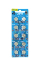 [4898338008173] Buttoncell Vinnic G10 / AG10 / 189 / LR1130 / LR1131 / LR54 Τεμ. 10 με Διάτρητη Συσκευασία