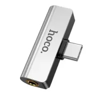 [6931474705884] Αντάπτορας Hoco LS26 2 σε 1 USB-C σε USB-C και 3.5mm 1.5A Ασημί