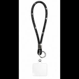 [157457] Luxury Crystal Wrist Strap Keychain Holder για Κινητό &amp; Κλειδιά Μαύρο
