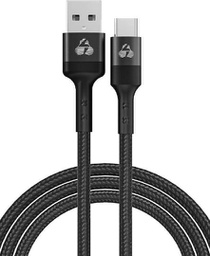 [5210131072639] Powertech Braided USB 2.0 Cable USB-C male - USB-A 60W PD Μαύρο 0.6m PTR-0129