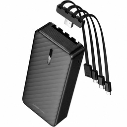 [6941991126178] Power Bank Borofone BJ84A 20000mAh με 4 Καλώδια Φόρτισης USB-C USB-A Lightning Micro-USB και LED Ένδειξη Μπαταρίας Μαύρο