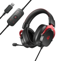 [6957141411483] QCY Heroad VT200 Pro 7.1 Red USB PlayStation &amp; PC Gaming Headset 53mm Metal Headband PS4/PS5/PC