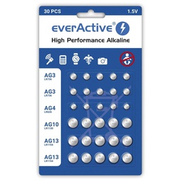 everActive Mini alkaline battery Set  10 x G3 / LR41, 5 x G4 / LR626, 5 x G10 / LR1130, 10 x G13 / LR1154
